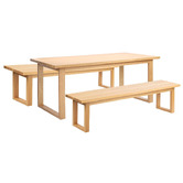 Temple &amp; Webster Ski-Leg Oak Wood Dining Bench