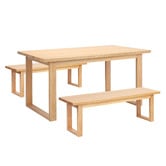 Temple &amp; Webster Ski-Leg Oak Wood Dining Bench