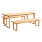 Temple &amp; Webster Ski-Leg Oak Wood Dining Bench