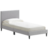 Temple &amp; Webster Grey Logan Upholstered Bed