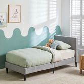 Temple &amp; Webster Grey Logan Upholstered Bed