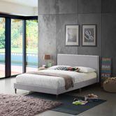 Temple &amp; Webster Grey Logan Upholstered Bed