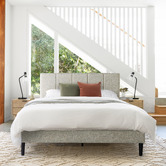 Temple &amp; Webster Beige Imogen Upholstered Bed with USB