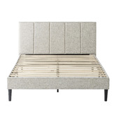 Temple &amp; Webster Beige Imogen Upholstered Bed with USB