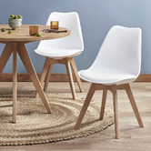 Temple &amp; Webster Nova Beech &amp; Faux Leather Dining Chairs