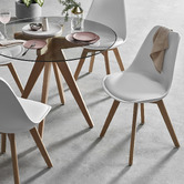 Temple &amp; Webster Nova Beech &amp; Faux Leather Dining Chairs