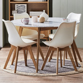 Temple &amp; Webster Nova Beech &amp; Faux Leather Dining Chairs