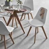 Temple &amp; Webster Nova Beech &amp; Faux Leather Dining Chairs