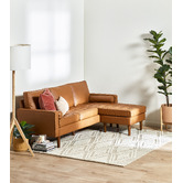 Temple &amp; Webster Tan Stockholm Faux Leather Reversible Chaise Sofa