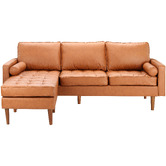Temple &amp; Webster Tan Stockholm Faux Leather Reversible Chaise Sofa