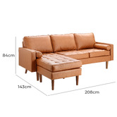 Temple &amp; Webster Tan Stockholm Faux Leather Reversible Chaise Sofa