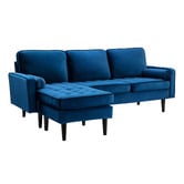 Temple &amp; Webster Stockholm Velvet 3 Seater Sofa with Reversible Chaise