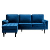Temple &amp; Webster Stockholm Velvet 3 Seater Sofa with Reversible Chaise