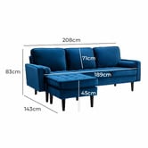 Temple &amp; Webster Stockholm Velvet 3 Seater Sofa with Reversible Chaise