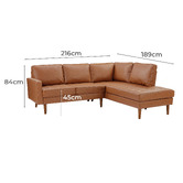 Temple &amp; Webster Stockholm 5 Seater Faux Leather Sofa with Chaise