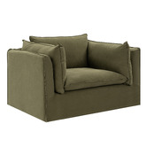 Temple &amp; Webster Jude Oversized Slipcover Armchair &amp; Ottoman Set