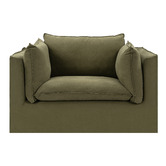 Temple &amp; Webster Jude Oversized Slipcover Armchair &amp; Ottoman Set