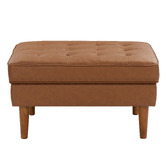 Temple &amp; Webster Tan Stockholm Faux Leather Sofa &amp; Ottoman Set