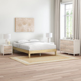 Temple &amp; Webster Whitewash Beckham Pine Wood Bed Base