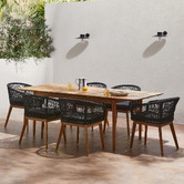 Temple &amp; Webster 6 Seater Sorrento Outdoor Extendable Dining Table &amp; Laguna Dining Chair Set