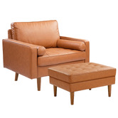 Temple &amp; Webster Stockholm Faux Leather Armchair &amp; Ottoman Set