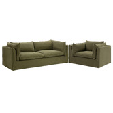 Temple &amp; Webster Jude 3 Seater Slipcover Sofa &amp; Armchair Set