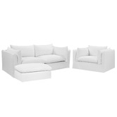 Temple &amp; Webster Jude 3 Seater Slipcover Sofa, Armchair, &amp; Ottoman Set