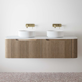 Temple &amp; Webster Airlie 1500mm Wall Hung Double Vanity with Quartz Stone Countertop