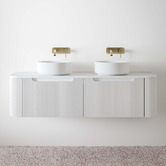 Temple &amp; Webster Airlie 1500mm Wall Hung Double Vanity with Quartz Stone Countertop