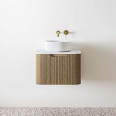 Temple &amp; Webster Airlie 600mm Wall Hung Single Vanity with Quartz Stone Countertop