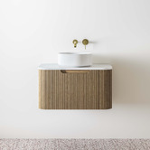 Temple &amp; Webster Airlie 750mm Wall Hung Single Vanity with Quartz Stone Countertop