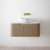 Temple &amp; Webster Airlie 900mm Wall Hung Single Vanity with Quartz Stone Countertop