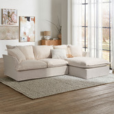 Temple &amp; Webster Cream Softy Premium 3 Seater Slipcover Sofa with Chaise