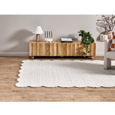 Temple &amp; Webster Rowe Boucle Wool-Blend Scalloped Rug