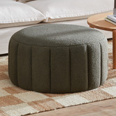 Temple &amp; Webster Ora Teddy Fabric Large Round Ottoman