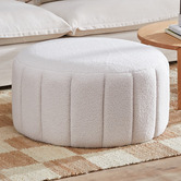 Temple & Webster Ora Teddy Fabric Large Round Ottoman