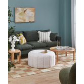 Temple &amp; Webster Ora Teddy Fabric Large Round Ottoman