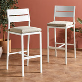 Temple &amp; Webster 74cm White Kos Aluminium Outdoor Slatted Barstools