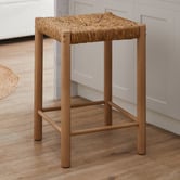 Temple &amp; Webster 65cm Nadia Ash Wood &amp; Hand-Woven Rush Backless Bar Stool