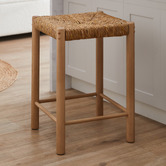 Temple &amp; Webster 65cm Nadia Hand-Woven Rush Backless Barstool