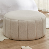 Temple & Webster Ora Teddy Fabric Large Round Ottoman