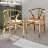 Temple &amp; Webster Hans Wegner Wishbone Replica Solid Beech Wood Dining Chairs