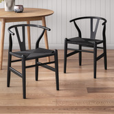 Temple &amp; Webster Hans Wegner Wishbone Replica Solid Beech Wood Dining Chairs