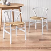 Temple &amp; Webster Hans Wegner Wishbone Replica Solid Beech Wood Dining Chairs