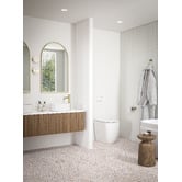 Temple &amp; Webster Clovelly Brushed Gold Curved Tall Basin Mixer
