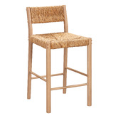 Temple &amp; Webster 65cm Nadia Ash Wood &amp; Hand-Woven Rush Bar Stool