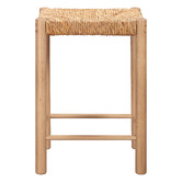 Temple &amp; Webster 65cm Nadia Ash Wood &amp; Hand-Woven Rush Backless Bar Stool