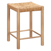 Temple &amp; Webster 65cm Nadia Ash Wood &amp; Hand-Woven Rush Backless Bar Stool