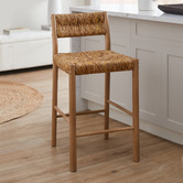 Temple &amp; Webster 65cm Nadia Ash Wood &amp; Hand-Woven Rush Bar Stool