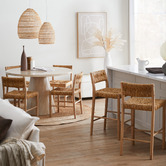 Temple &amp; Webster 65cm Nadia Ash Wood &amp; Hand-Woven Rush Bar Stool
